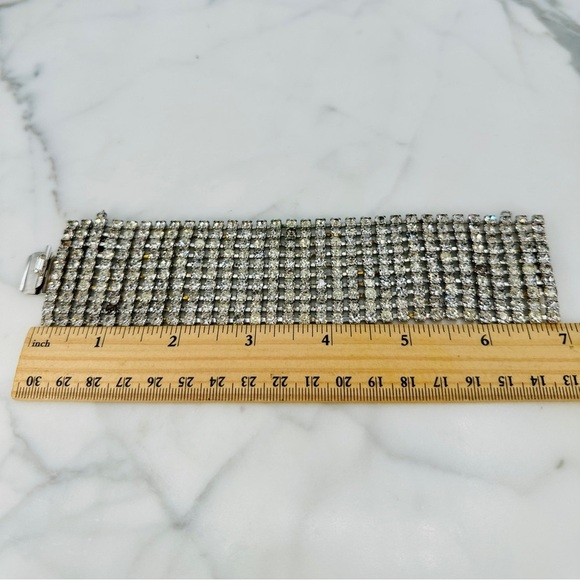 Vintage 1950s Rhinestone Bracelet 1/20 12KT GP Wide Panel Glam Estate Costume - Picture 11 of 13